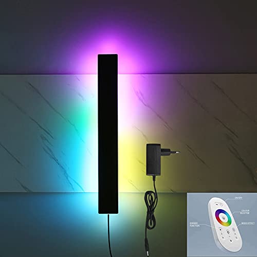 LED RGB Dimmbar Wandleuchte mit Schalter und Stecker Innen Wandlampe mit Fernbedienung Farbwechsel Effektlicht Flurlampe Nachttischlampe Wandlicht für Badezimmer Wohnzimmer Flur Balkon Bar Café,80cm von VOMI