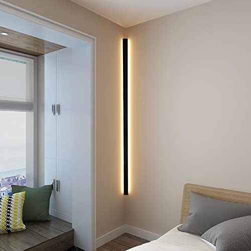 LED Wandlampe Ecke Innen Schwarz Warmweiß Moderne Wandleuchten Langlich Hintergrund Nachtlampe Wand Deko Beleuchtung Wandfluter Minimalistische Badzimmer Schlafzimmer Wohnzimmer Treppen Flur,A,150cm von VOMI