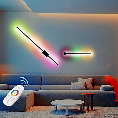 RGB Dimmbar Wandleuchten LED Innen Wandlampen mit Fernbedienung Stimmungs Beleuchtung Modern Wandbeleuchtung Wohnzimmer Bunt Farbwechsel Lichtsaeule Stimmungslicht für Schlafzimmer Korridor,100cm 24w von VOMI