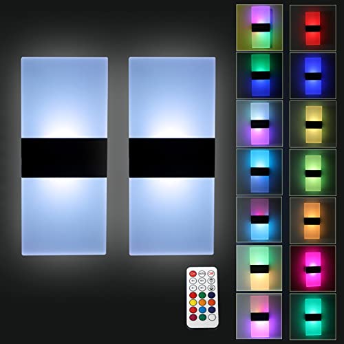 VOMI RGB Farbwechsel LED Akku Wandleuchte Batteriebetrieben Wandlampe Ohne Stromanschluss Wiederaufladbar USB Magnetische Lampe Schlafzimmer Deko Wandbeleuchtung Dimmbar mit Fernbedienung, 2 Stück von VOMI