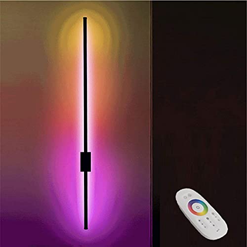 Smart Wandleuchte mit Fernbedienung RGB Streifen LED Dimmbar Wandlampen Innen Beleuchtung Wandbeleuchtung Farbwechsel Lichtsaeule Eckleuchten Wandspot Lampe Wohnzimmer Bar Bunte Lichter Gaming, 90cm von VOMI