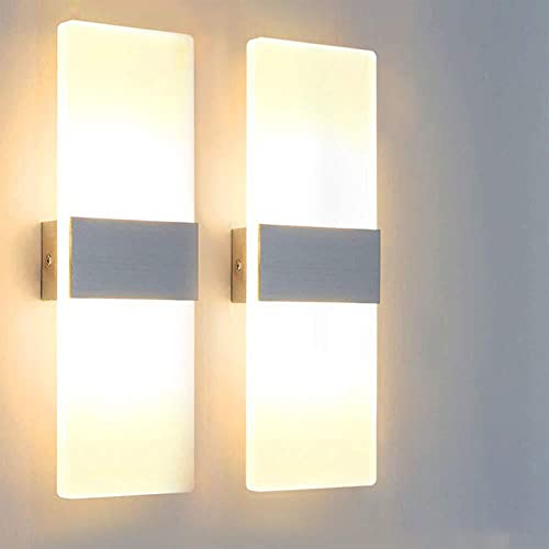 VOMI 2 Stück Wandleuchte LED Innen Modern Aluminium Wandlampe Acryl Kreatives Quadratisches Design Wanddekoration Licht Warmweiß 3000K für Wohnzimmer Treppenhaus Schlafzimmer Flur Wandbeleuchtung von VOMI