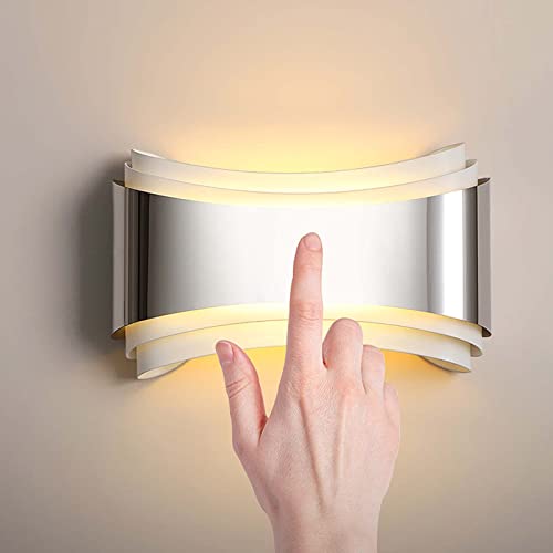 VOMI 5W LED Wandleuchte Innen mit Schalter, Touch Control Nachttisch Wandlampe Up Down Lampe Warmweiß 3000K Flurlampe Moderne Wandbeleuchtung für Wohnzimmer Schlafzimmer Flur Treppe Gang von VOMI