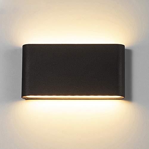 VOMI Außen Wandleuchte IP65 Wasserdicht LED Draussen Wandlampe Modern Gartenlichter 12W Warmweiß Ultra Dünn Aluminium Wandbeleuchtung Minimalistisch Dekorative für Terrasse Balkon Hof Gang,Schwarz von VOMI