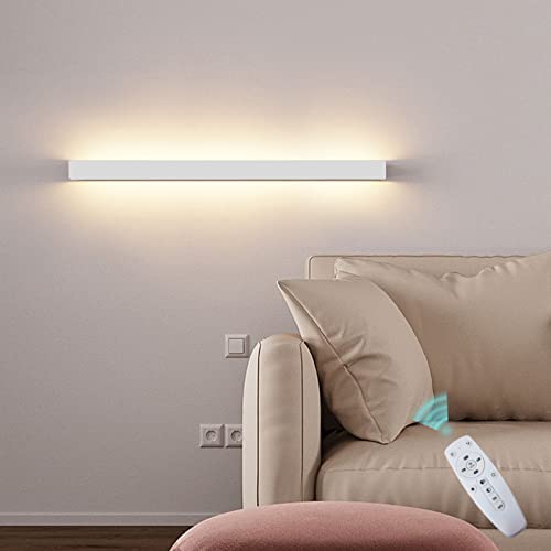 VOMI Außenleuchte Weiß Flach LED Wandleuchte Dimmbar Innen Aussen mit Fernbedienung Deckenfluter Lang Schmal IP65 Wasserdicht Wandlampe Lichtleiste Wandbeleuchtung Schlafzimmer Wohnzimmer Gärten,80cm von VOMI