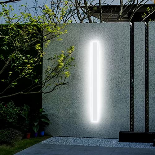 VOMI Aussenleuchten Wand LED Wandleuchte Außen Lang Schmal Weiß Wandlampe Innen Warmweiß IP65 Wasserdicht Lichtleiste Metall Acryl Badezimmer Schlafzimmer Wohnzimmer Treppen Gärten Terrassen Flur,30cm von VOMI