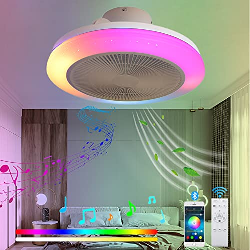 VOMI Deckenleuchte mit Ventilator Fernbedienung Dimmbar LED RGB Deckenlampe mit Bluetooth Lautsprecher Deckenventilator mit Beleuchtung Farbwechsler Schlafzimmer Leise Ventilator für Wohnzimmer von VOMI