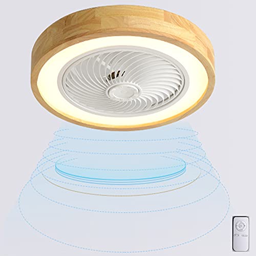 VOMI Deckenventilator mit Beleuchtung Holz Deckenlampe Leise Ventilator Lampe Modern Dimmbar LED Invisible Fan Deckenleuchte für Schlafzimmer Wohnzimmer Esszimmer Kinderzimmer Beleuchtung 72W Ø50cm von VOMI