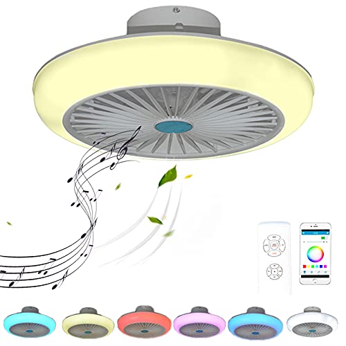 VOMI Deckenventilator mit Beleuchtung RGB Farbwechsler mit Bluetooth Lautsprecher Musik Deckenleuchte Ventilator LED Dimmbar Fernbedienung und APP Leise Ventilator für Wohnzimmer Schlafzimmer, 72W von VOMI