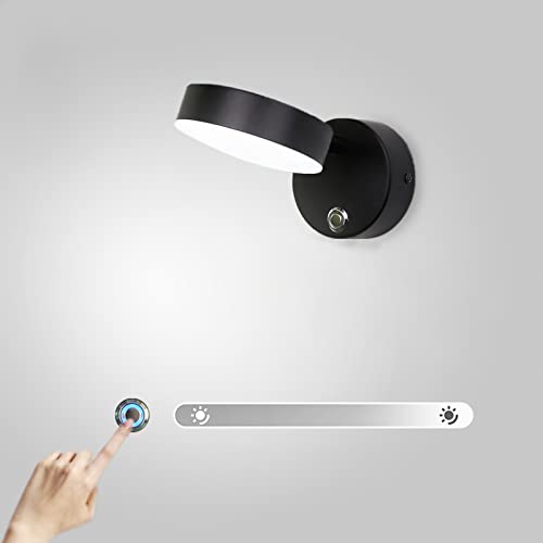 VOMI Dimmbar Wandlampe mit Touch Schalter Schwarz LED Wandleuchte Innen Schwenkbar Modern Drehbar Wandlichter für Zimmer Bettlampe Wand Wohnzimmer Schlafzimme Hotel Spiegel Bilder Beleuchtung,6000k von VOMI