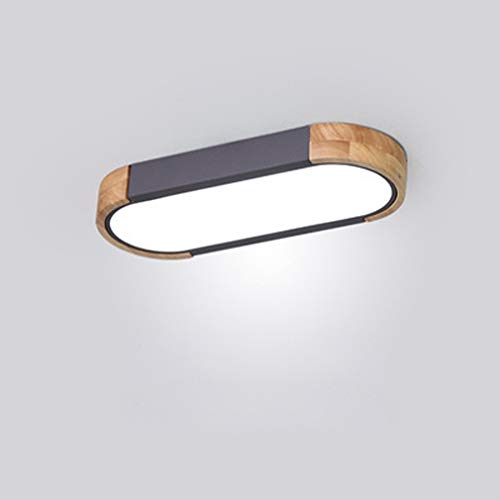 VOMI Grau Deckenlampe LED Vintage Wohnzimmer Schlafzimmer Deckenleuchte Dimmbar Flach Lang Rund Metall Holz Eiche Leuchte Küche Kinderzimmer Werkstatt Flur Büro Jugendzimmer Lampen,35cm von VOMI