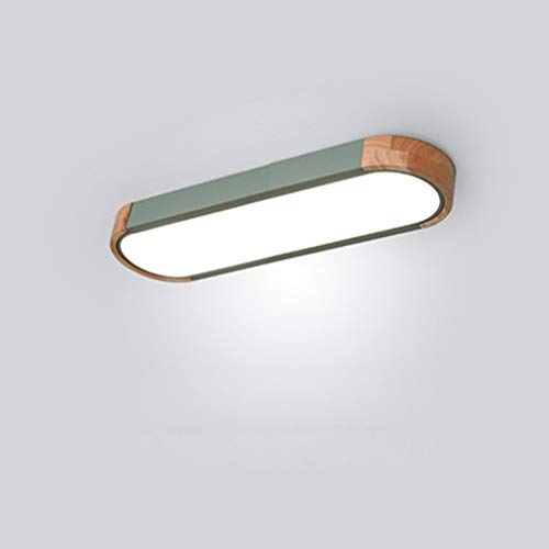 VOMI Grün Küchenlampe LED Deckenleuchte Flach Dimmbar Deckenlampe mit Fernbedienung Lang Rund Holz Wohnzimmer Schlafzimmer Küche Kinderzimmer Werkstatt Flur Büro Deckenbeleuchtung Panel Hängend,65cm von VOMI