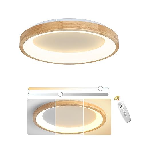 VOMI LED Deckenleuchte Holz mit Fernbedienung Deckenlampe Rund Dimmbar 40 cm, Moderne Flach Holz Lampe Decke 24W für Schlafzimmer Büro Küche Kinderzimmer VOMI LED Deckenleuchte Holz mit Fernbedienung Deckenlampe Rund Dimmbar 40 cm, Moderne Flach Holz Lampe Decke 24W für Schlafzimmer Büro Küche Kinderzimmer von VOMI
