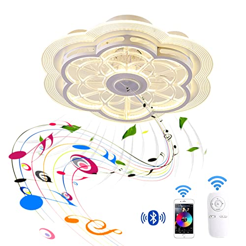 VOMI LED Deckenleuchte Dimmbar mit Ventilator, Smart APP-Steuerung Deckenventilator mit Beleuchtung und Fernbedienung Leise, Max. 80W Musik Deckenlampe mit Fan und Bluetooth Lautsprecher von VOMI