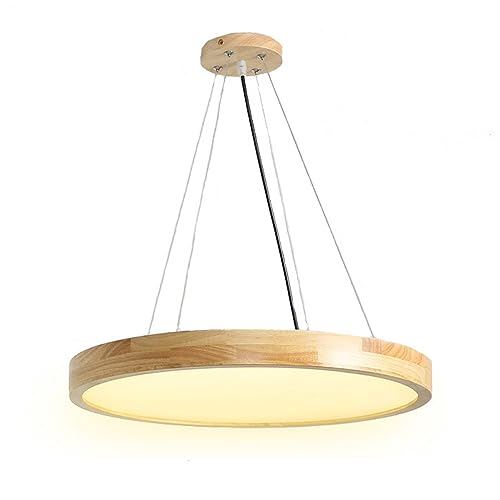 VOMI LED Pendelleuchte Holz Rustikal Hängelampe Esstisch Hängeleuchte Rund 50cm 36W Esstischlampe Modern Hängend Esszimmerlampe Höhenverstellbare Pendellampe mit 3 Lichtfarben Einstellbar von VOMI