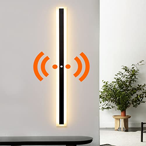VOMI Lampe Wand Schwarz LED Wandleuchte Innen/Aussen mit Bewegungsmelder IP65 Spiegelleuchte Warmes Licht Lang Wandlampe Außen-Leuchte Wandbeleuchtung Lichtleiste Treppen Gärten Terrassen Flur,100cm von VOMI