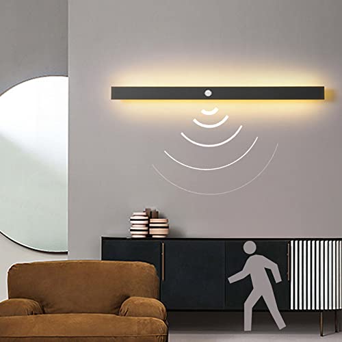 VOMI Langlich Aussen/Innen Wandleuchte mit Bewegungsmelder LED Edelstahl Moderne Flach Wandlampe Lang Schmal Up Down Wasserdicht Lichtleiste Wandbeleuchtung Flur Treppe Gärten 4000K, 40cm von VOMI