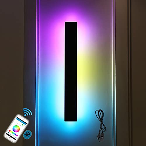VOMI Wandleuchte APP-Steuerung RGB Farbwechsler LED Wandlampe Innen Bunt Metall Wandbeleuchtung mit Schalter und Stecker Nachtlicht Atmosphäre Licht Minimalistisch Erleuchtung für Bar Hotel von VOMI