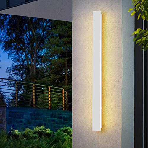 VOMI Wandlicht Außen Wandleuchte Weiß Innen LED Langlich Edelstahl Warmweiß Wasserdicht IP65 Treppe Wandlampe Lang Schmal Modern Up Down Indirekt Lampen Flur Schlafzimmer Wohnzimmer Bad Korridor,120cm von VOMI