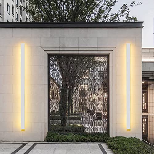 VOMI Wandlicht Außen Wandleuchte Weiß Innen LED Langlich Edelstahl Warmweiß Wasserdicht IP65 Treppe Wandlampe Lang Schmal Modern Up Down Indirekt Lampen Flur Schlafzimmer Wohnzimmer Bad Korridor,150cm von VOMI