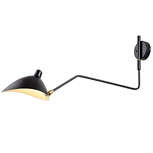 Vintage Industrielampe Schwenkarm Wandlampe Einstellbar & Ausziehbar Langer Arm Wandleuchte aus Metall in Schwarz, Nachttischlampe E27 Fassung Retro Wandbeleuchtung Innen Wandspot, 1-Flammig 95cm von VOMI