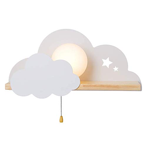 VOMI Wandleuchte Innen mit E27 Fassung, Nachttisch Schlafzimmer Wandlampe mit Schalter, Wolken Wandbeleuchtung für Kinderzimmer, Babyzimmer, Jungen- und Mädchenzimmer von VOMI