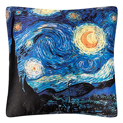 VON LILIENFELD Kissen Kunst Motiv Vincent Van Gogh Sternennacht Dekokissen 40 x 40 cm Sofakissen Deko Haus Wohnzimmer Kissenbezug mit Füllung beidseitig Bedruckt von VON LILIENFELD
