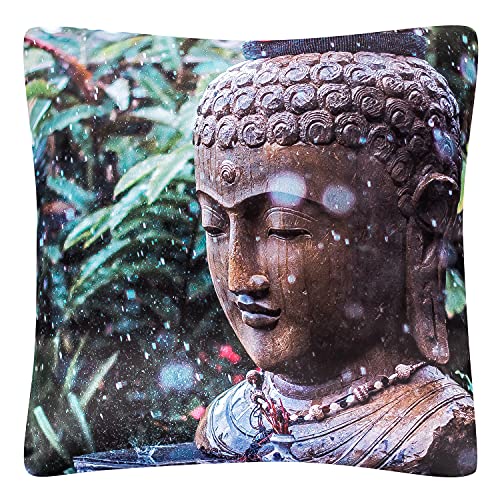VON LILIENFELD Kissen Motiv Buddha Wellness Meditation Dekokissen 40 x 40 cm Sofakissen Deko Haus Wohnzimmer Kissenbezug mit Füllung beidseitig Bedruckt von VON LILIENFELD