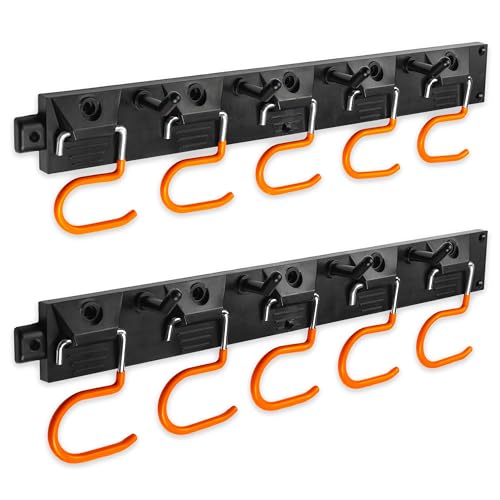 VON STEINEICH® Gartengerätehalter [2x40cm] Werkzeug Organizer mit rutschfesten Haken – Gerätehalter für Besen, Hacken und anderes Gartenwerkzeug (Besenhalterung Wand) von VON STEINEICH
