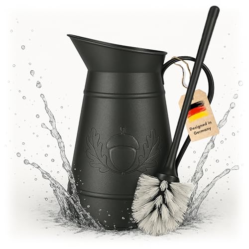 VON STEINEICH® Klobürste - Metallkanne (schwarz) - Vintage Toilettenbürste Badezimmer - Rostfreie WC-Bürste - Retro & Vintage Deko für das Bad, WC von VON STEINEICH