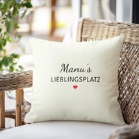 Outdoor Kissen Lieblingsplatz Mit Wunschname - Wasserabweisend & Lichtecht Personalisiert Kis-Txt-102 von VONIRUBEN