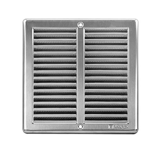 Edelstahl Lüftungsgitter Insektennetz Einbaurahmen 200 x 200 mm Lamellengitter Gitter Belüftung Lüftungssystem von VONLIS