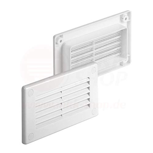 Lüftungsgitter Lamellen Flachkanal Insektenschutz Abluftgitter Lamellengitter MKK® 55 x 110 mm weiß von VONLIS