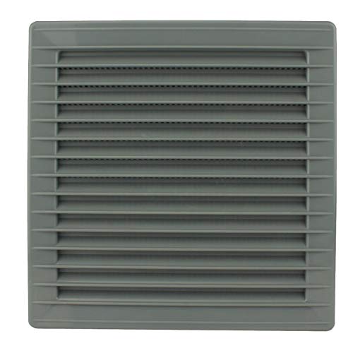 VONLIS Lüftungsgitter Lamellen Abluftgitter Insektenschutz Flansch eckig 140 x 140 mm grau von VONLIS