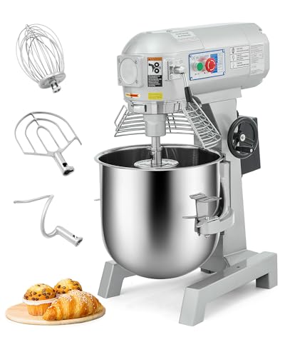 VONLUCE Profi Teigmaschine Knetmaschine Gastro 30L aus Edelstahl Höhenverstellbar Küchenmaschine Rührmaschine Spülmaschine mit 3 Geschwindigkeit, Edelstahlschüssel, 3 Rührwerkzeuge von VONLUCE