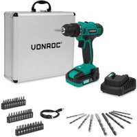 Akku-Bohrschrauber 20V – 19 Drehmomentstufen + Bohrmodus – Inkl. 2,0Ah Akku, Ladegerät und 46 Zubehörteilen im Premium-Koffer - Vonroc Akku-Bohrschrauber 20V – 19 Drehmomentstufen + Bohrmodus – Inkl. 2,0Ah Akku, Ladegerät und 46 Zubehörteilen im Premium-Koffer - Vonroc von VONROC