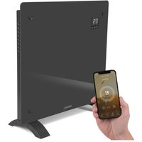 Glasplatten-Konvektorheizgerät – 1000W - 12m2 – Manuelle und WLAN-Steuerung – Einstellbarer Thermostat und Timer – Grau von VONROC