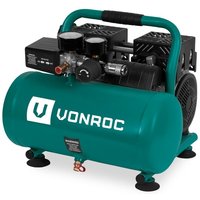 Vonroc - Leiser Luftkompressor – Ölfrei – 750 w – 1 ps – 128 l/min. - 6-Liter-Tank – 8 bar – 57,5 dB(A) – Grün von VONROC