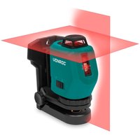 Vonroc - 360° Akku-Kreuzlinienlaser - Rot – 4V - 2600mAh - Selbstnivellierend – 20 Meter Reichweite - Inkl. Halterung, USB-C-Kabel & Werkzeugtasche von VONROC