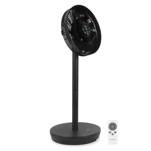 VONROC Akku Standventilator oszillierend leise (< 44 dB) - Ventilator mit Fernbedienung, 24 Geschwindigkeitsstufen - Leicht & tragbar - Modular: Tisch- & Standventilator von VONROC