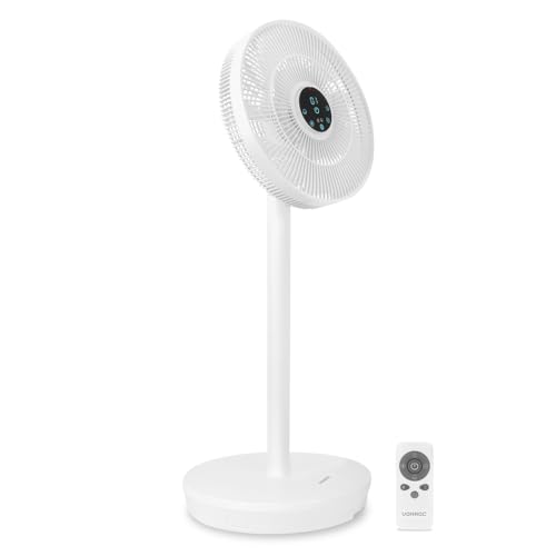 VONROC Akku Standventilator oszillierend leise (< 44 dB) - Ventilator mit Fernbedienung, 24 Geschwindigkeitsstufen - Leicht & tragbar - Modular: Tisch- & Standventilator von VONROC
