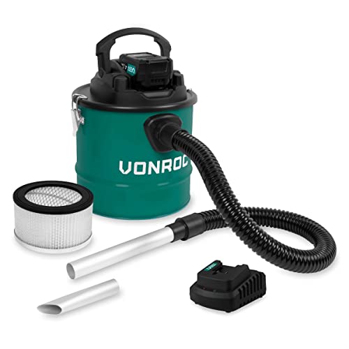 VONROC Aschesauger VPower 20V - 12L Tank - HEPA Filter - Inkl. 4.0Ah Akku und Schnellladegerät von VONROC