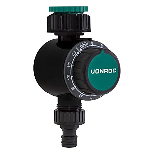VONROC Bewässerungsuhr – Mechanisch (Keine Batterien erforderlich) – Einstellbar 0-120 Min. – Mit Metallfilter von VONROC