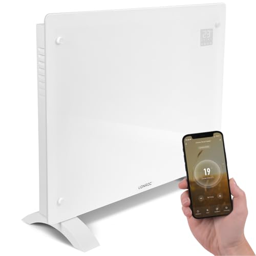VONROC Elektroheizung, Konvektor-Heizung - Energiesparende elektrische Heizung bis 24m2 - Mobiler Heizkörper LED Anzeige, leise, 2 Stufen 1000W & 2000W, Manuelle/App Steuerung - weiß von VONROC