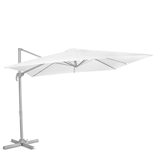 VONROC Premium Freitragender Sonnenschirm Balkon - Neigbar, Rechteckig, 360° drehbar, 300X300CM - Sonnenschutz für Terrasse & Garten - Sonnenschirm groß inklusive Schutzhülle - Pisogne Weiß von VONROC