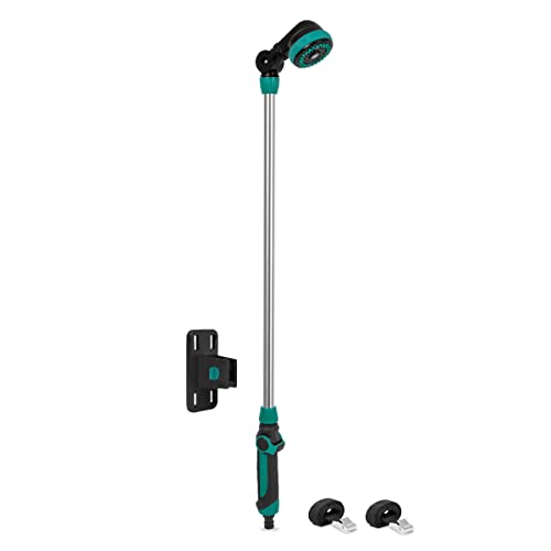 VONROC Gartendusche Außendusche - 1 in 2 Gartenbrause mit Stiel ideal für Garten, Pool, Camping, Terasse oder Sauna - 180 Grad neigbar, 3 Sprühmodi inl. Wandhalterung von VONROC