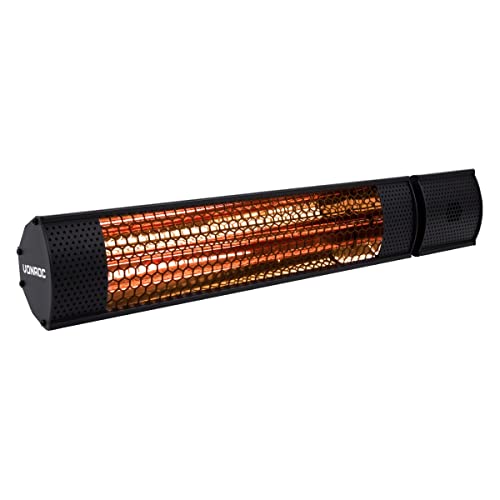 VONROC Infrarot Heizstrahler Terrasse elektrisch [2000W] - Terrassenstrahler [Lowglare Röhre] für Sekundenschnelle Wärme | Terrassenheizung outdoor [IP65] (Schwarz, 2000W) von VONROC
