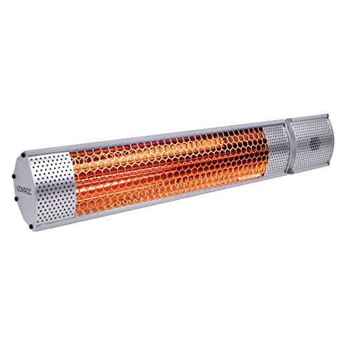 VONROC Infrarot Heizstrahler Terrasse elektrisch [2000W] - Terrassenstrahler [Lowglare Röhre] für Sekundenschnelle Wärme | Terrassenheizung outdoor [IP65] (Silber, 2000W) von VONROC