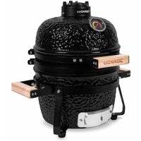 Kamado-Grill 13 Zoll - Ø27cm Zubereitungsfläche - Holzkohlegrill - Keramik - Tischmodell - Inklusive Ständer, Thermometer, Tellereinsatz & Regenhaube von VONROC