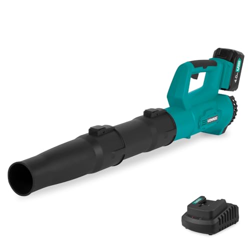 VONROC Laubbläser Akku 20V [Axial Design] - Luftgeschwindigkeit 129 kmh - Blasleistung 7m³- inkl 4Ah Akku & Ladegerät | Neues Modell von VONROC